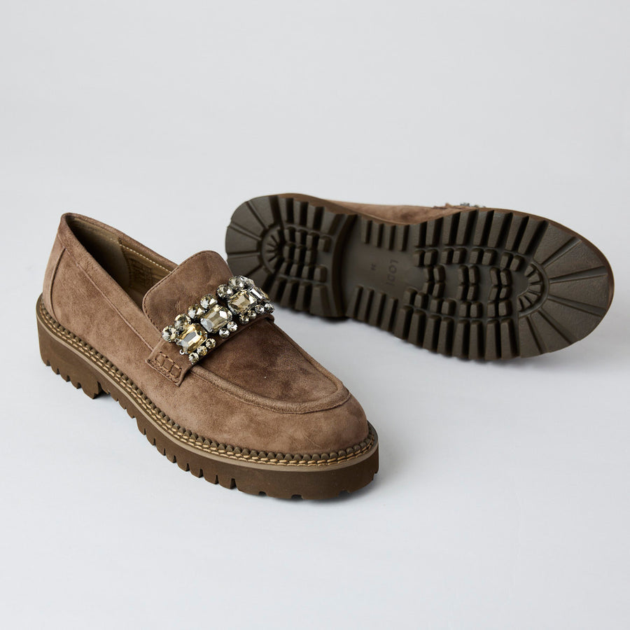 Lodi Taupe Suede Leather Loafers