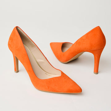 Lodi Orange Suede Leather Court Shoes - Nozomi