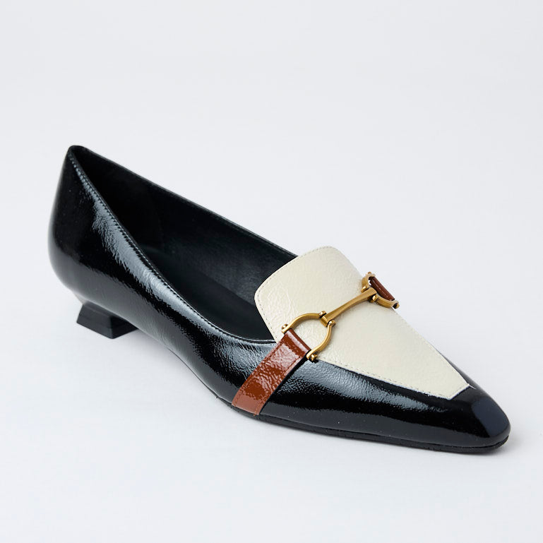 Lodi Black and Cream Patent Leather Shoes - Nozomi