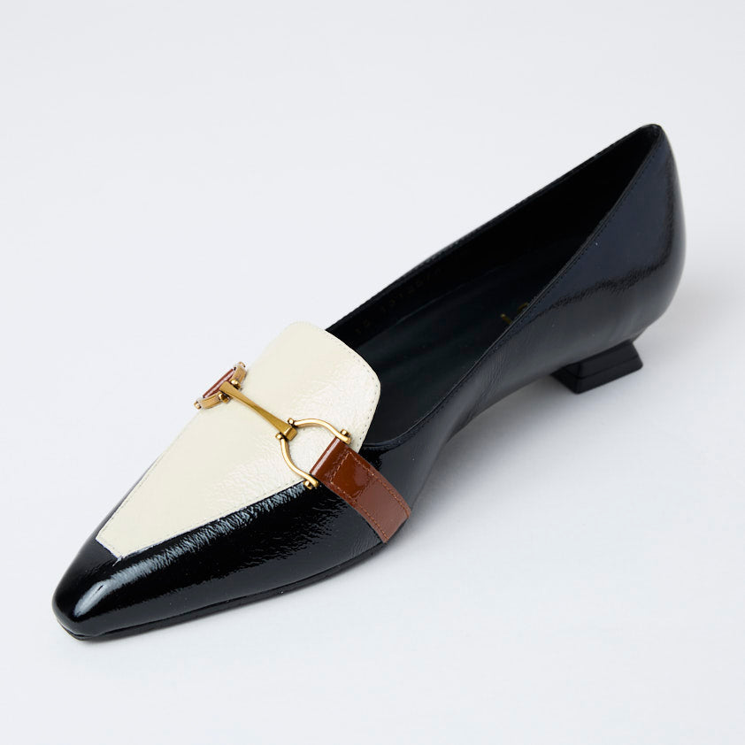 Lodi Black and Cream Patent Leather Shoes - Nozomi