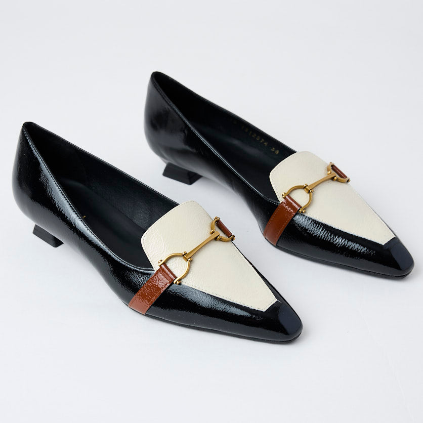 Lodi Black and Cream Patent Leather Shoes - Nozomi
