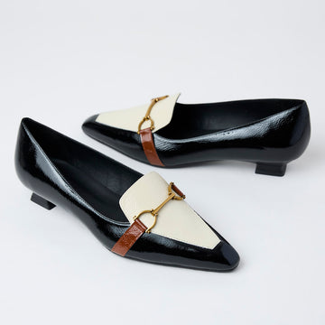 Lodi Black and Cream Patent Leather Shoes - Nozomi