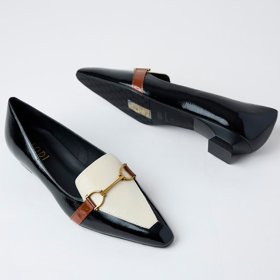 Lodi Black and Cream Patent Leather Shoes - Nozomi