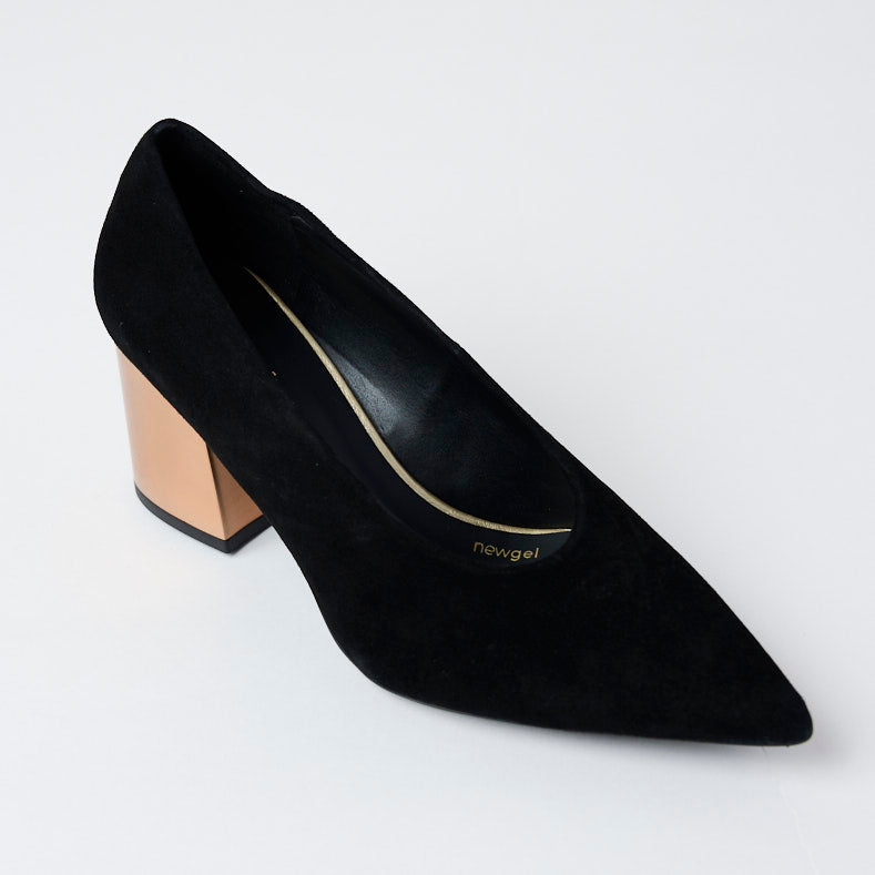 Lodi Black Suede Leather Court Shoes - Nozomi