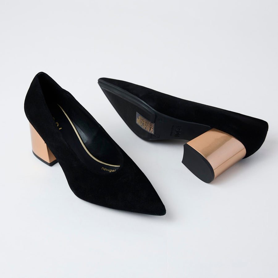 Lodi Black Suede Leather Court Shoes - Nozomi
