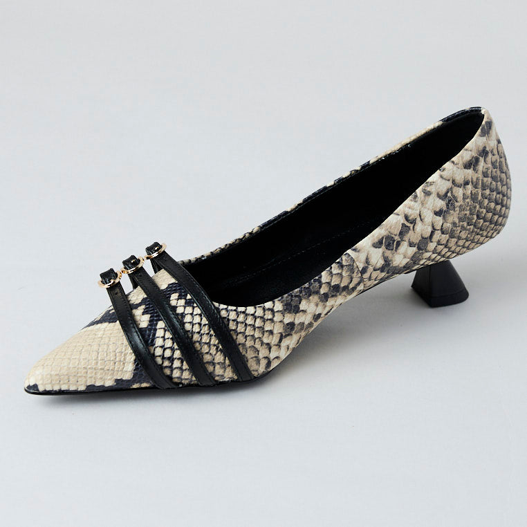 Lodi Kitten Heel Animal Print Leather Shoes