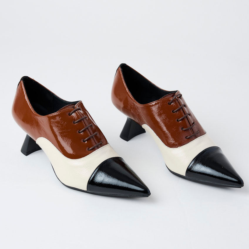 Lodi Black, Cream and Tan Patent Leather Laced Shoes, Nozomi Shoe Boutique Lodi Black, Cream and Tan Patent Leather Laced Shoes, Nozomi Shoe Boutique