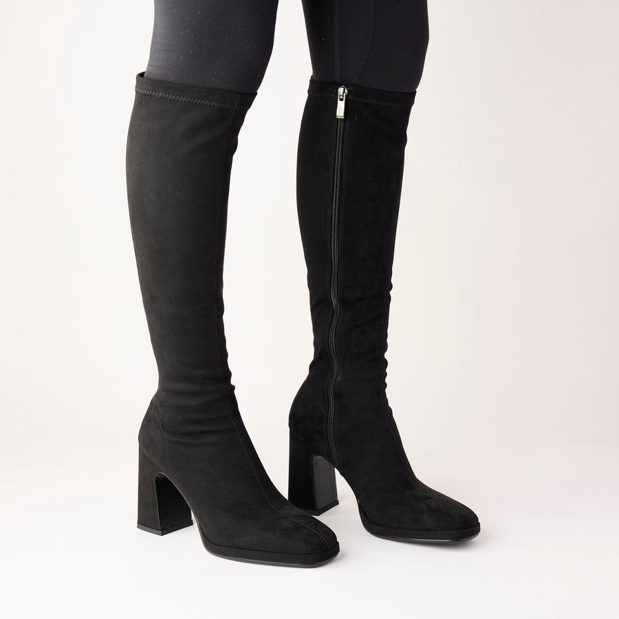 Lodi Black Knee-High Stretch Boots - Nozomi