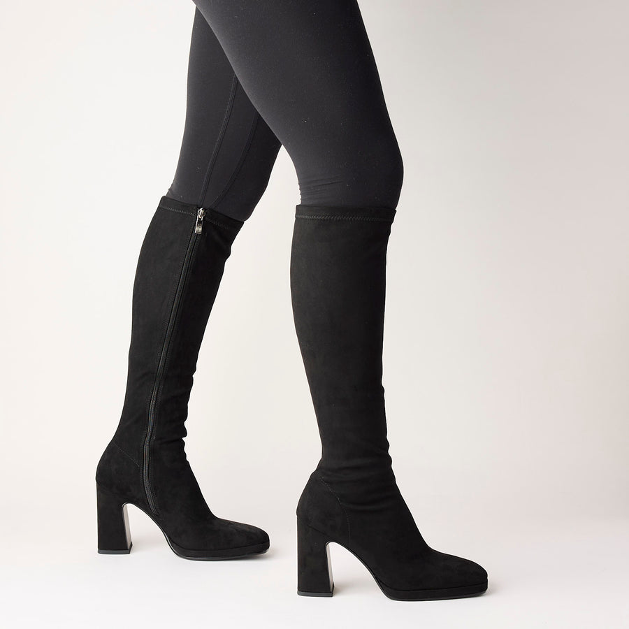Lodi Black Knee-High Stretch Boots - Nozomi