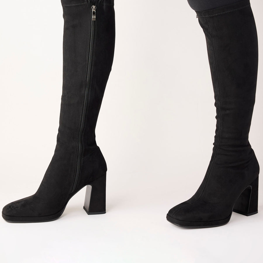 Lodi Black Knee-High Stretch Boots - Nozomi