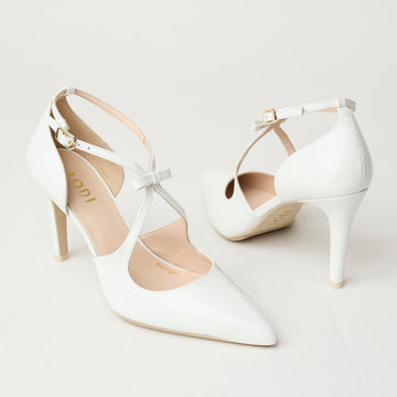 Lodi Ivory Patent Leather Court Shoes