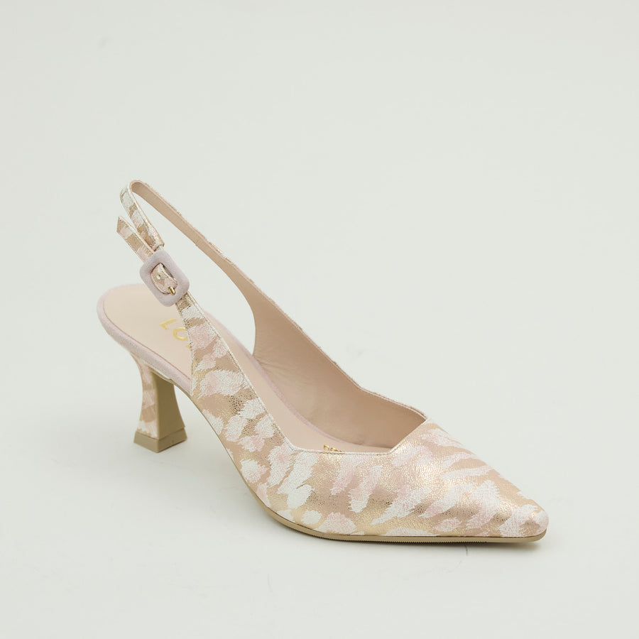 Lodi Baby Pink & Champagne Leather Combination Slingback Shoes - Nozomi