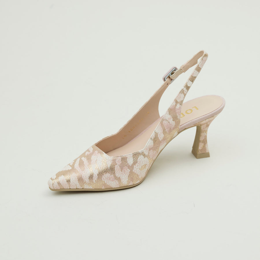 Lodi Baby Pink & Champagne Leather Combination Slingback Shoes - Nozomi