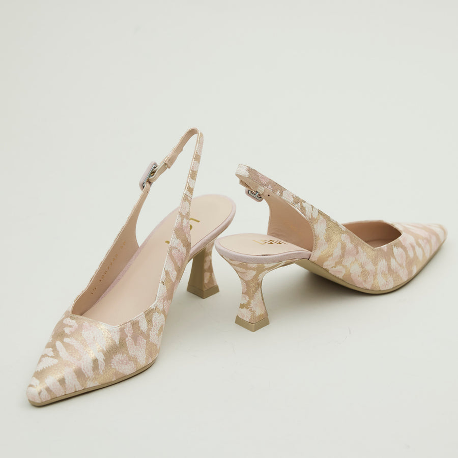 Lodi Baby Pink & Champagne Leather Combination Slingback Shoes - Nozomi