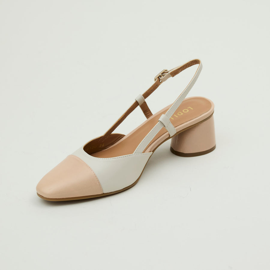 Lodi Blush & Cream Leather Combination Sling Back Shoes - Nozomi