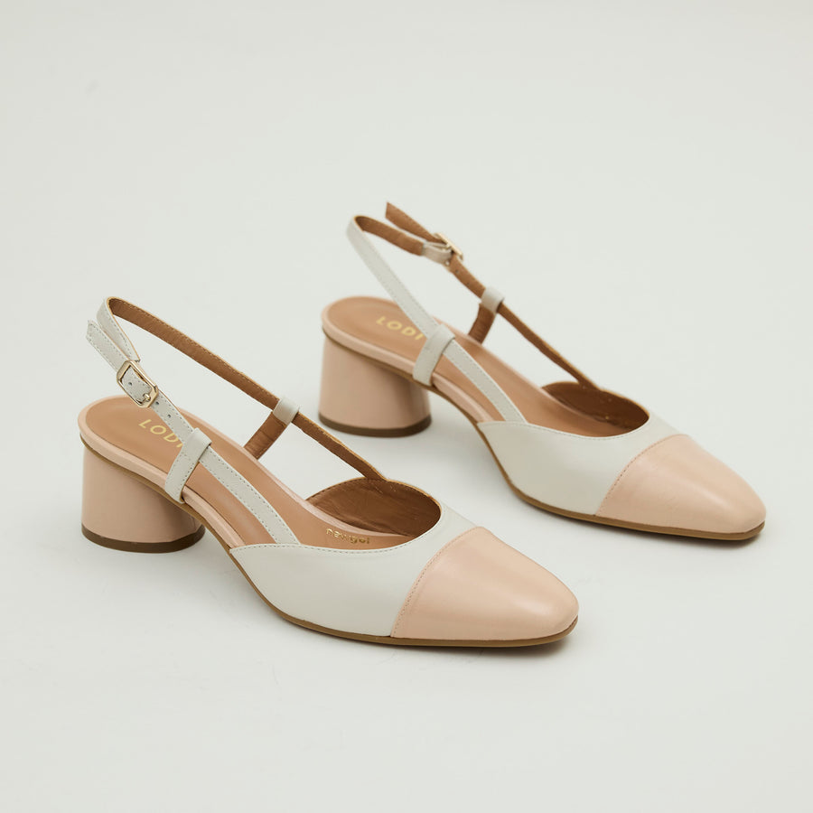 Lodi Blush & Cream Leather Combination Sling Back Shoes - Nozomi