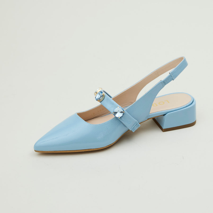 Lodi Baby Blue Patent Leather Ballerina Sling Back Shoes - Nozomi