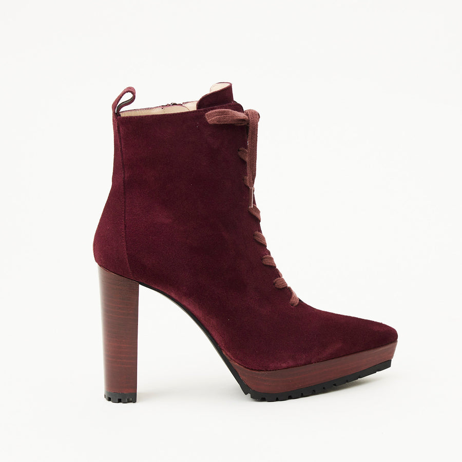 Lodi Wine High Heeled Suede Leather Boots - Nozomi
