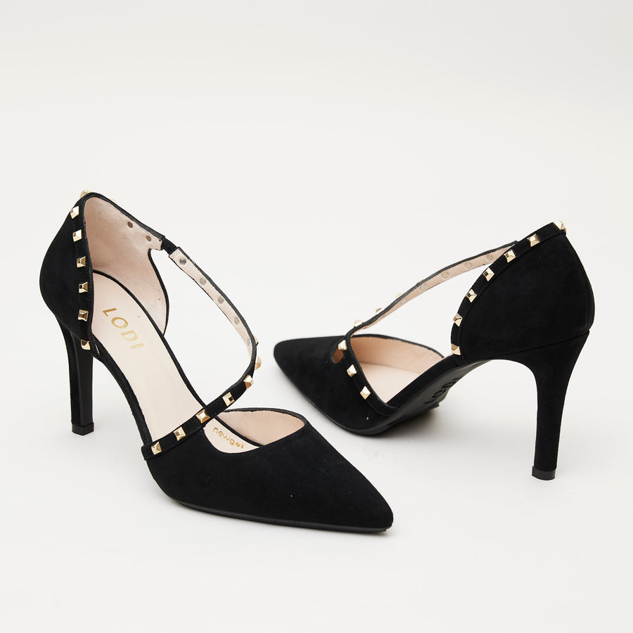 Lodi Black Suede Court Shoes - Nozomi