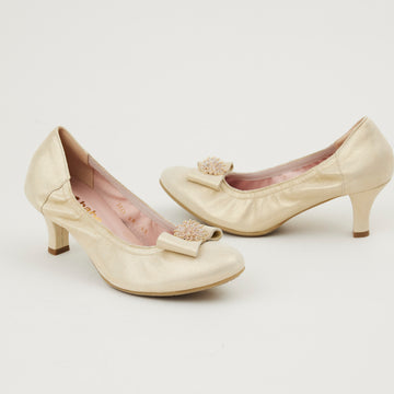 Le Babe Champagne Kitten Heel Shoes - Nozomi