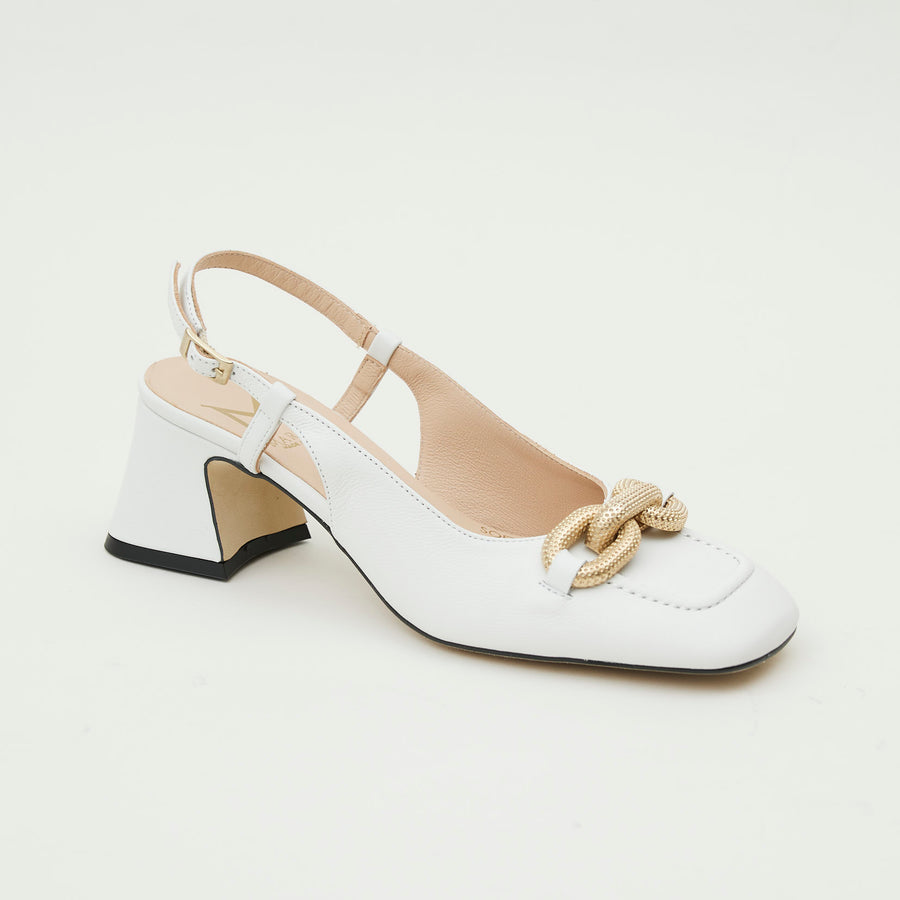Marian White Leather Slingback Shoes - Nozomi