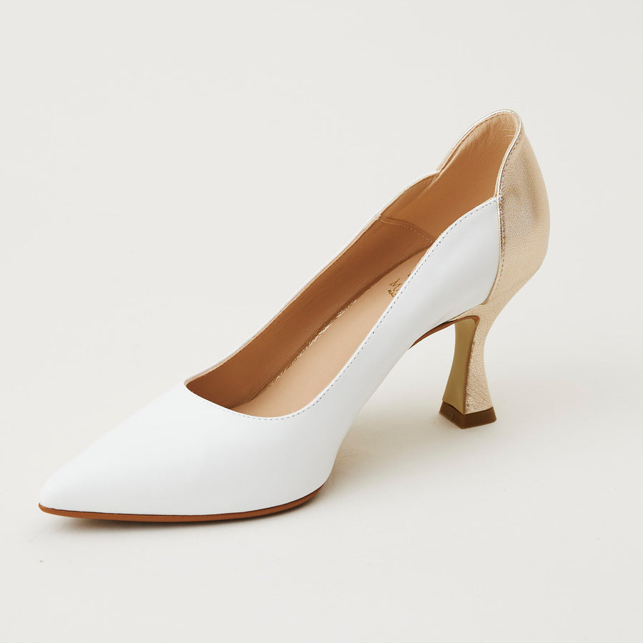 Marian Winter White and Gold Court Shoes - Nozomi