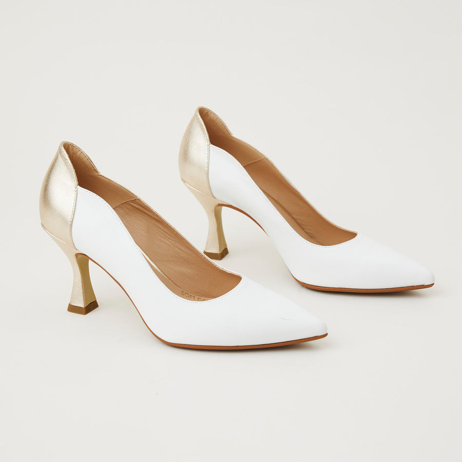 Marian Winter White and Gold Court Shoes - Nozomi