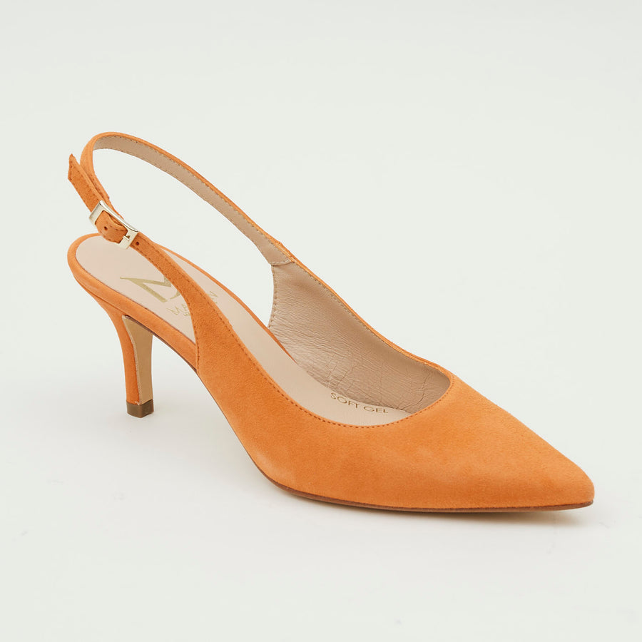Marian Orange Suede Slingback Shoes - Nozomi
