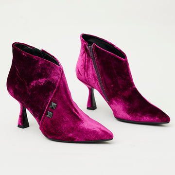 Marian Wine Velvet Ankle Boots - Nozomi