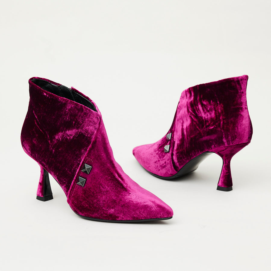 Marian Wine Velvet Ankle Boots - Nozomi