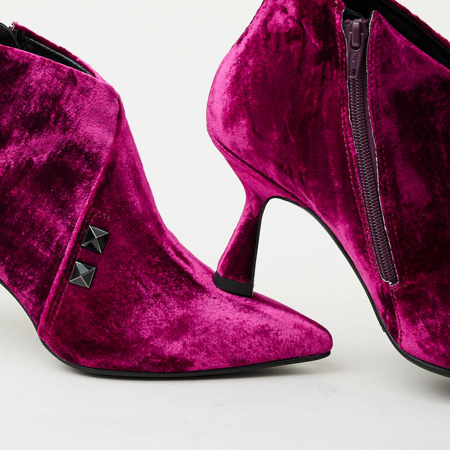 Marian Wine Velvet Ankle Boots - Nozomi