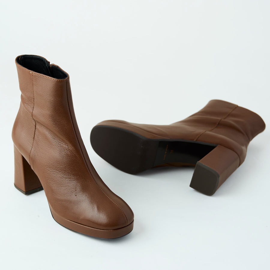 Marian Tan Leather Ankle Boots - Nozomi