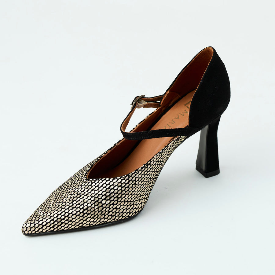 Marian Black and Gold Suede Leather Shoes - Nozomi