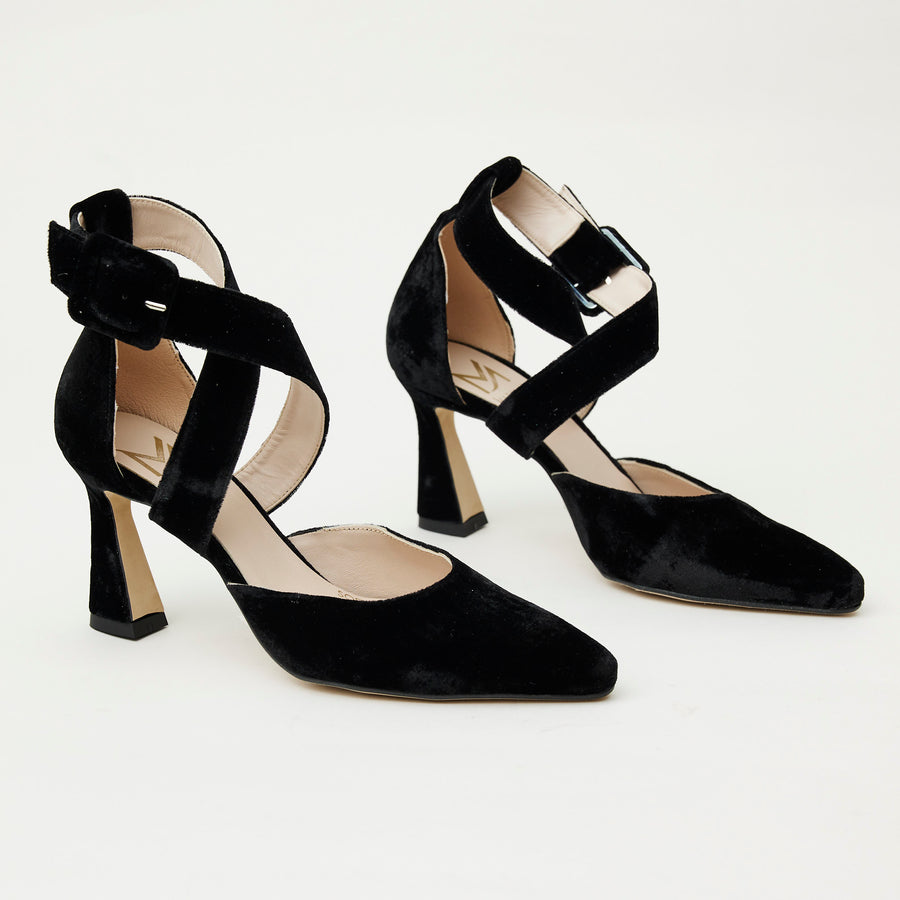 Marian Black Velvet Court Shoes - Nozomi