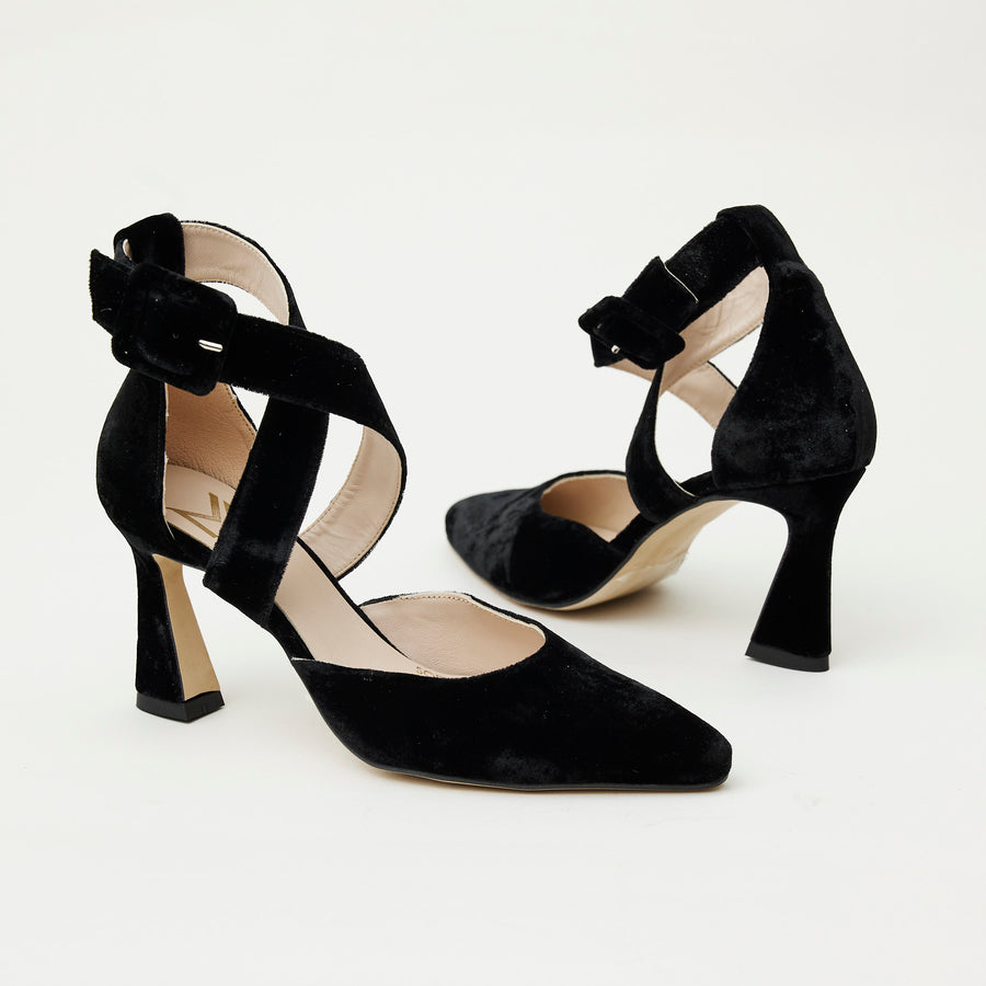 Marian Black Velvet Court Shoes - Nozomi