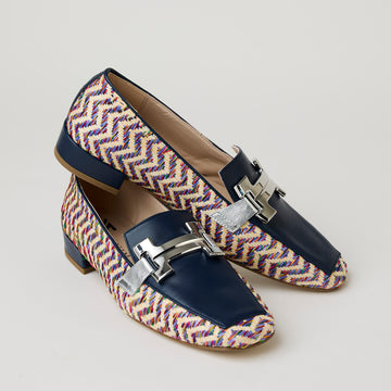 Marian Multi Navy Leather Loafers - Nozomi