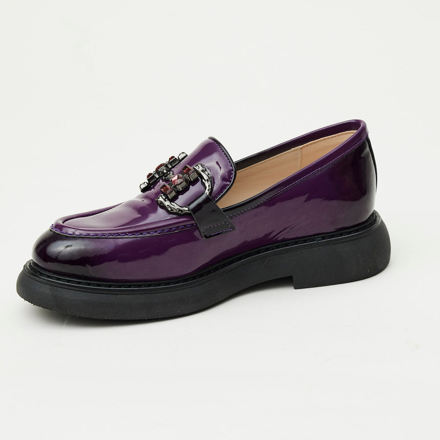 Marian Purple Two Tone Patent Leather Loafers - Nozomi