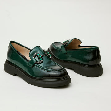 Marian Bottle Green Patent Leather Loafers
