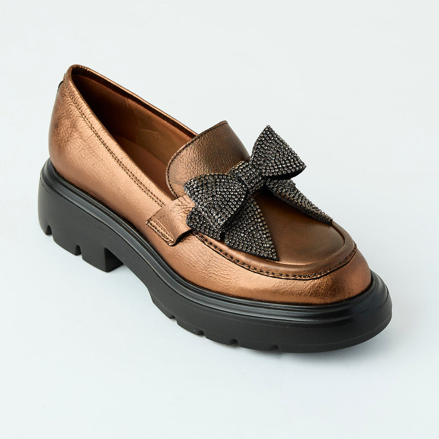 Marian Bronze Metallic Leather Loafers - Nozomi