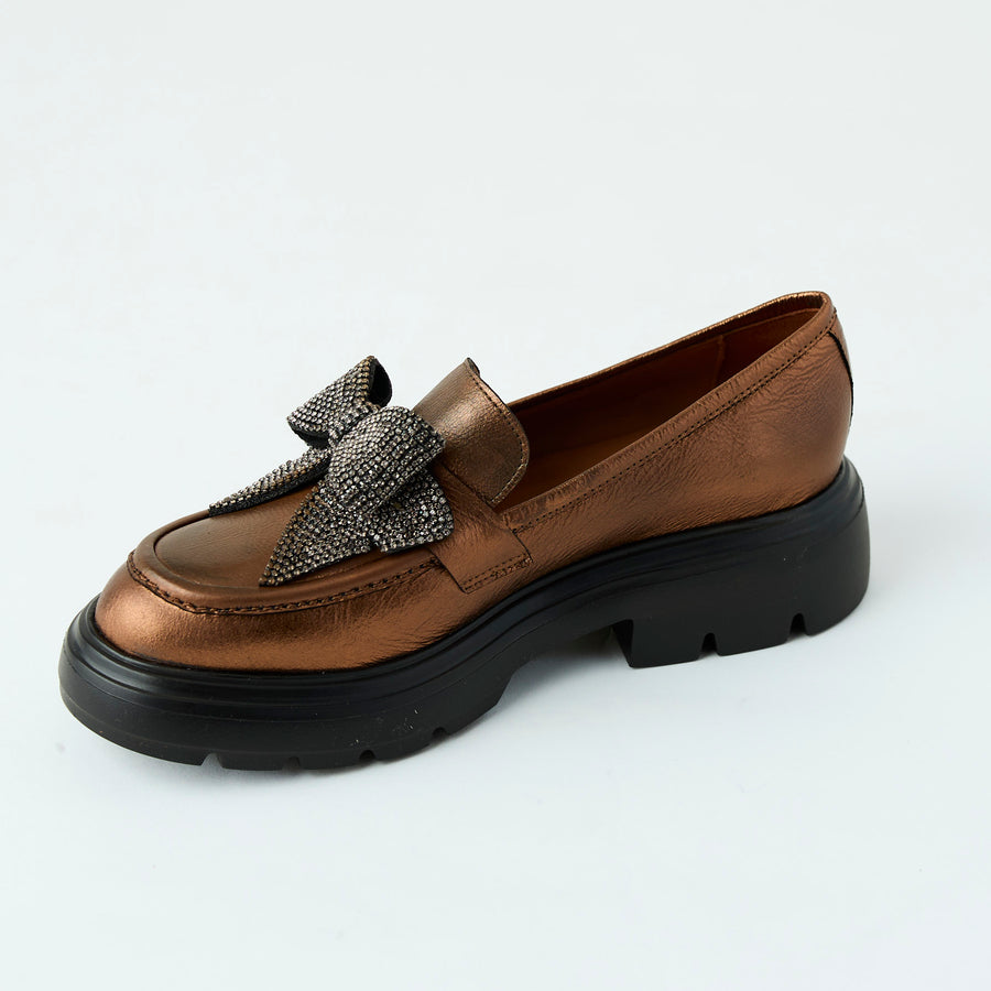Marian Bronze Metallic Leather Loafers - Nozomi