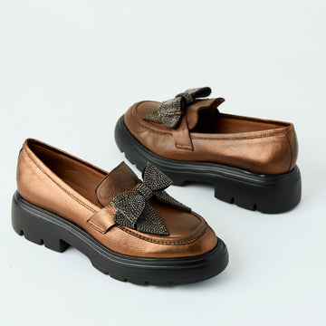 Marian Bronze Metallic Leather Loafers - Nozomi