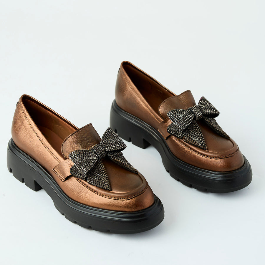 Marian Bronze Metallic Leather Loafers - Nozomi