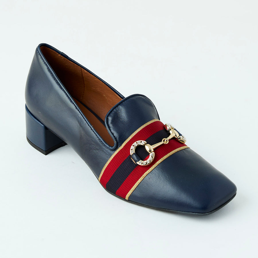 Marian Navy Leather Loafers - Nozomi