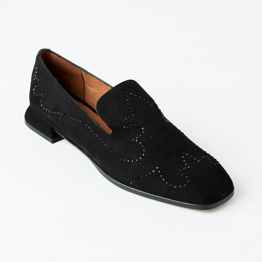 Marian Black Suede Leather Loafers - Nozomi
