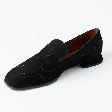 Marian Black Suede Leather Loafers - Nozomi