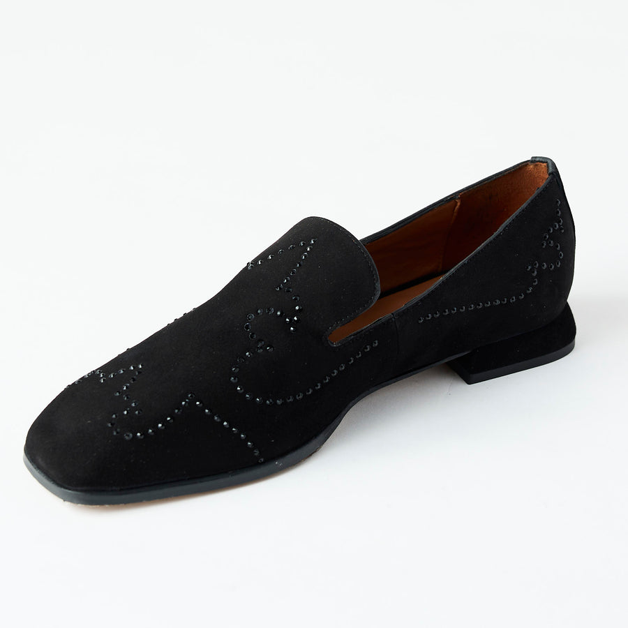 Marian Black Suede Leather Loafers - Nozomi