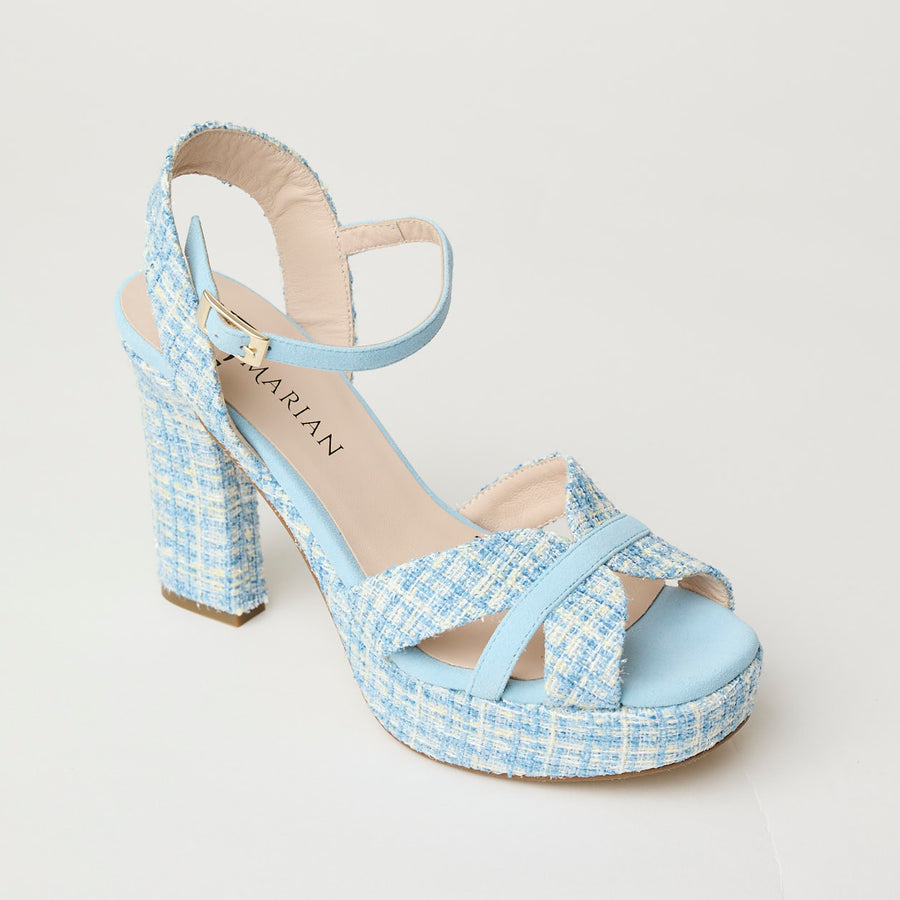 Marian Blue Check Platform Sandals - Nozomi