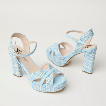 Marian Blue Check Platform Sandals - Nozomi