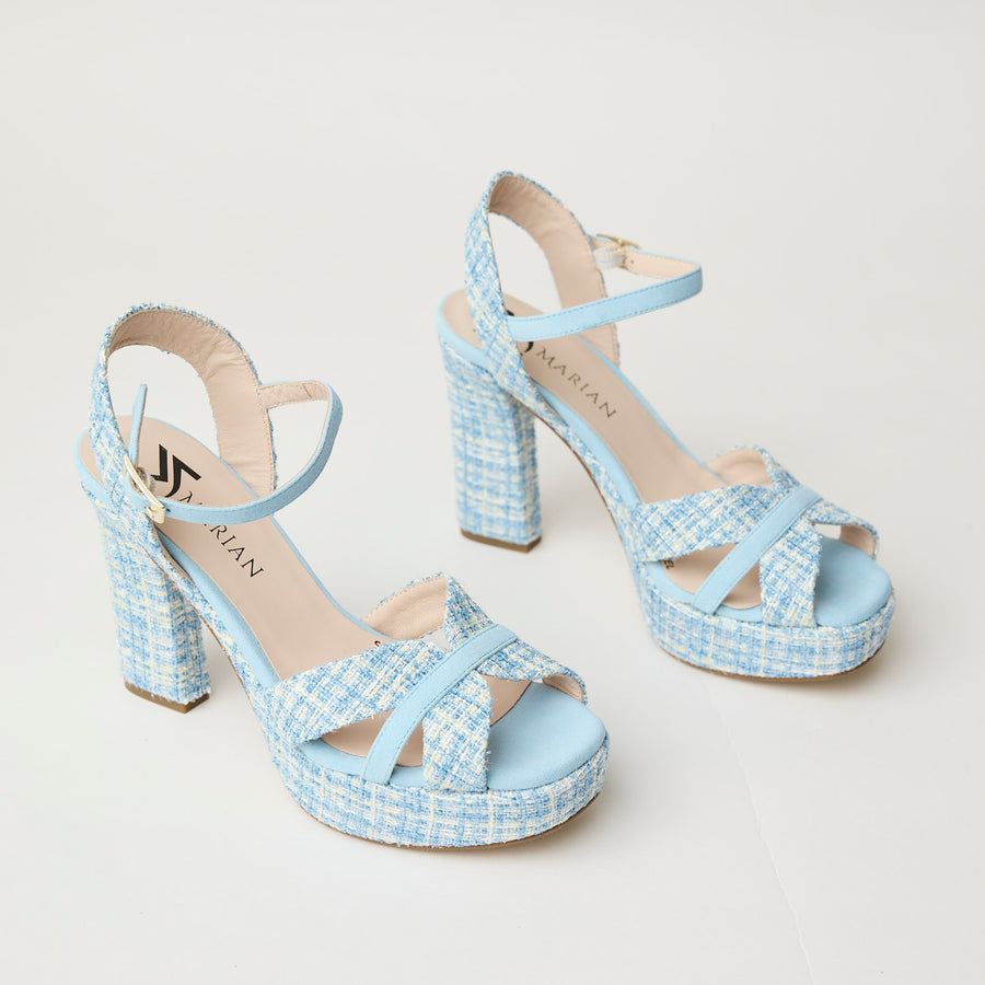 Marian Blue Check Platform Sandals - Nozomi