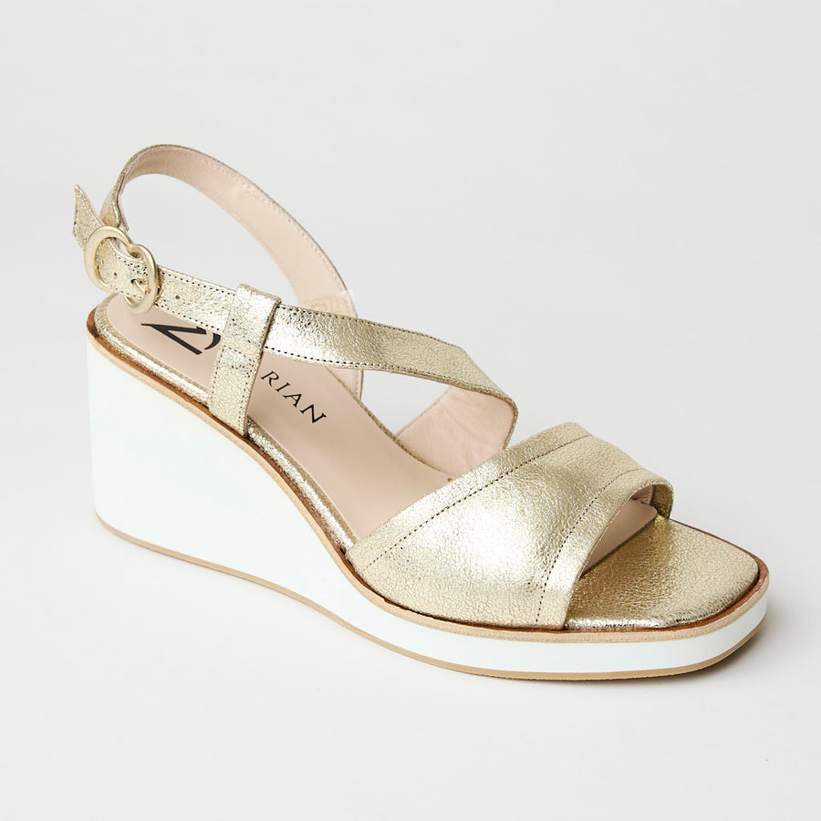 Marian Gold Leather Metallic Wedge Sandals - Nozomi